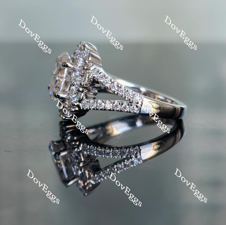 Split shank pave moissanite or lab diamond engagement ring| Doveggs