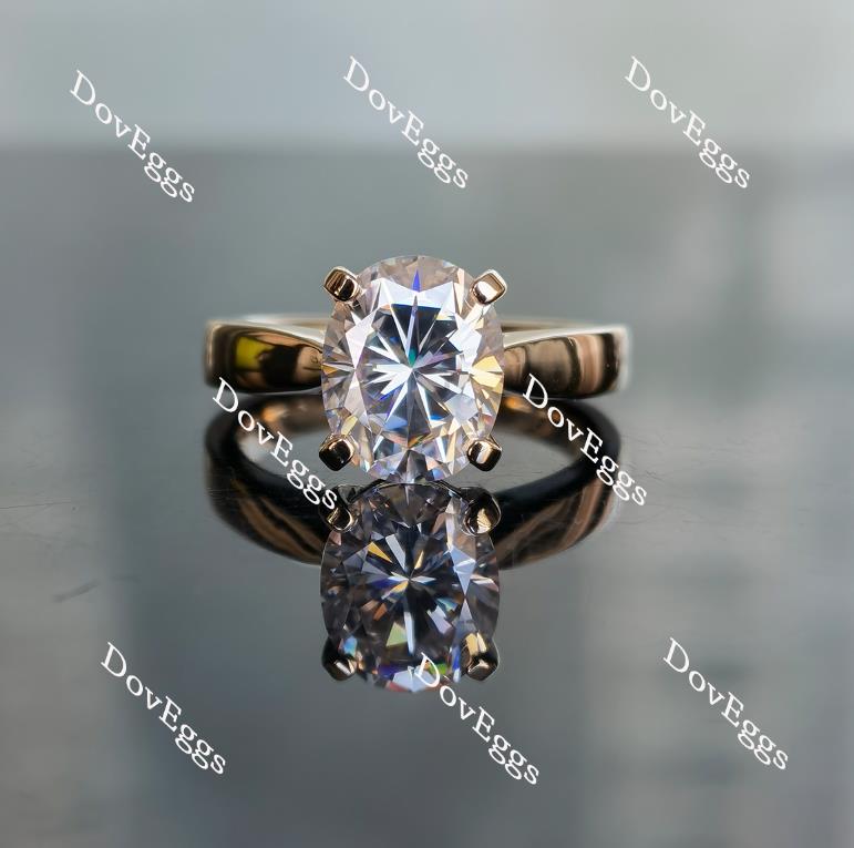 Oval 4 prong solitaire moissanite engagement ring| DovEggs