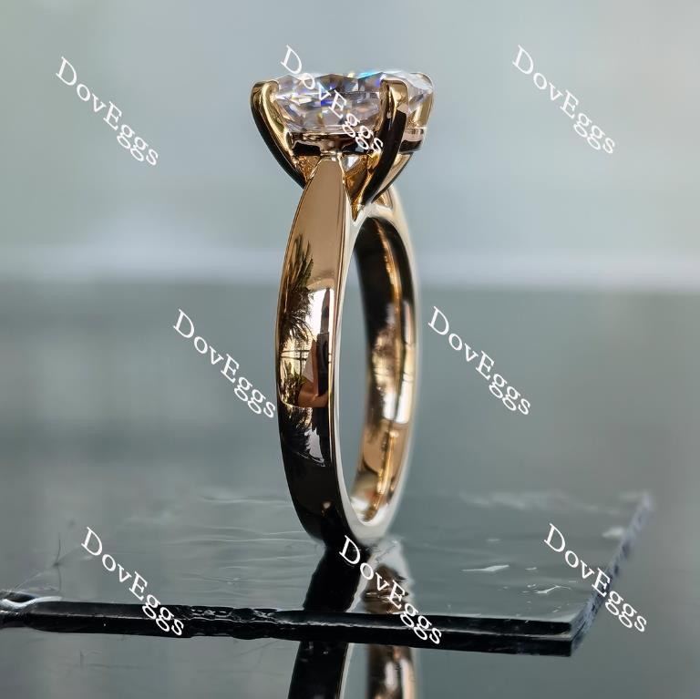 Oval solitaire moissanite engagement ring Side view| DovEggs
