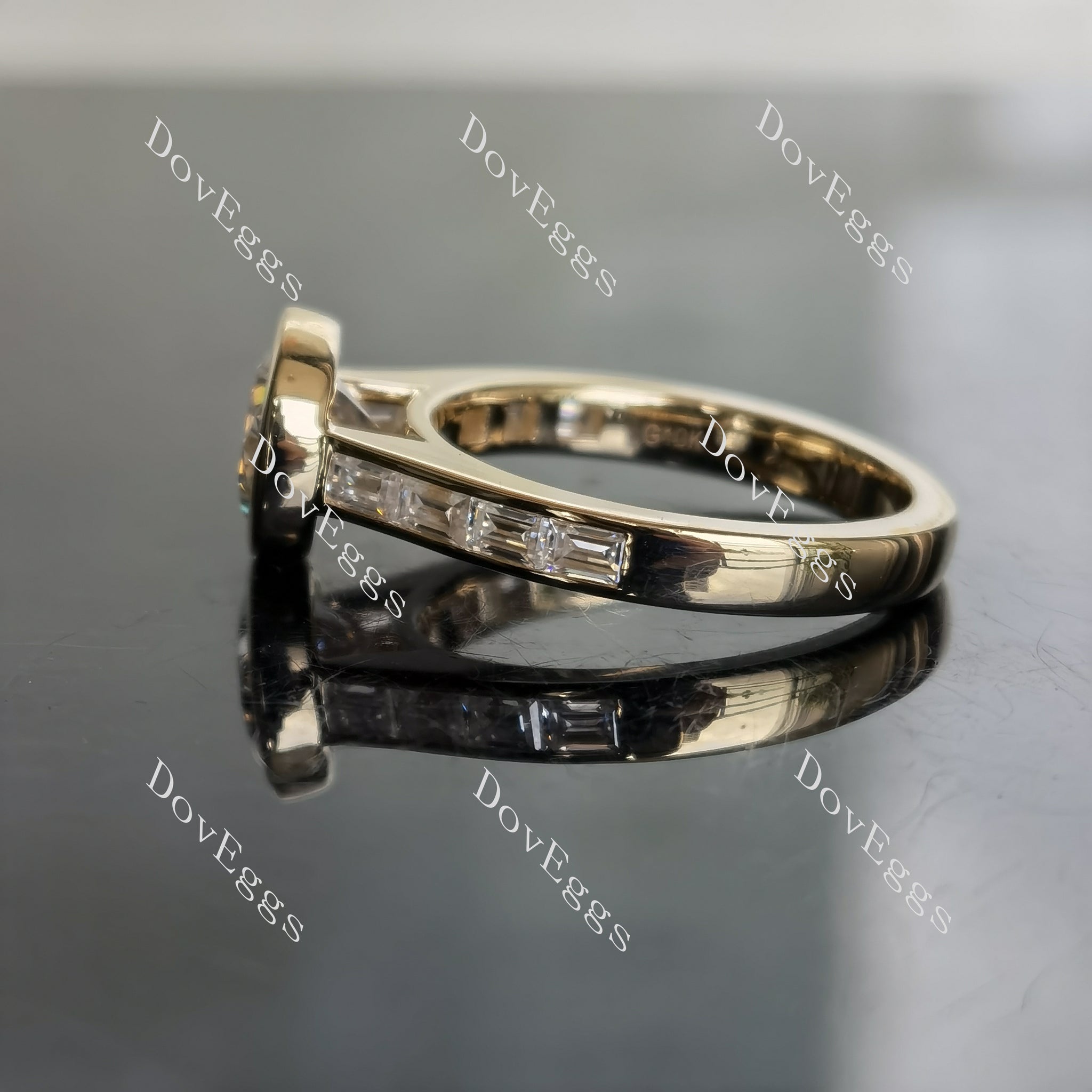 Oval channel set moissanite engagement ring| Doveggs