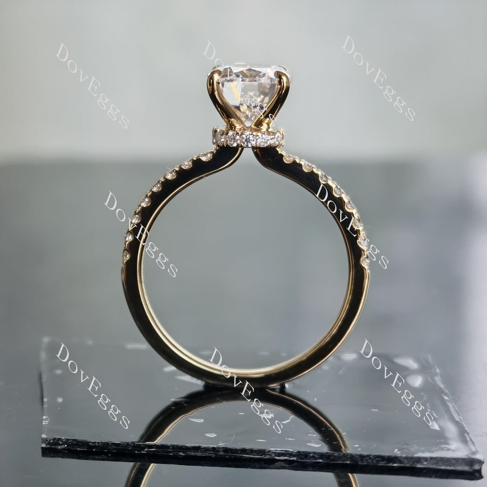 Oval hidden halo moissanite or lab grown diamond stones engagement rings