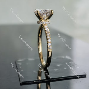 Oval half eternity pave moissanite engagement ring side view| Doveggs