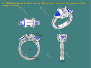 The Monica princess three stones moissanite engagement ring