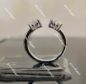 DovEggs heart two-stone moissanite engagement ring for women