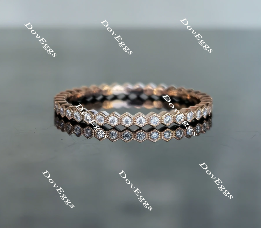 Doveggs round full eternity moissanite ring/lab grown diamond wedding bands-1.8mm band width