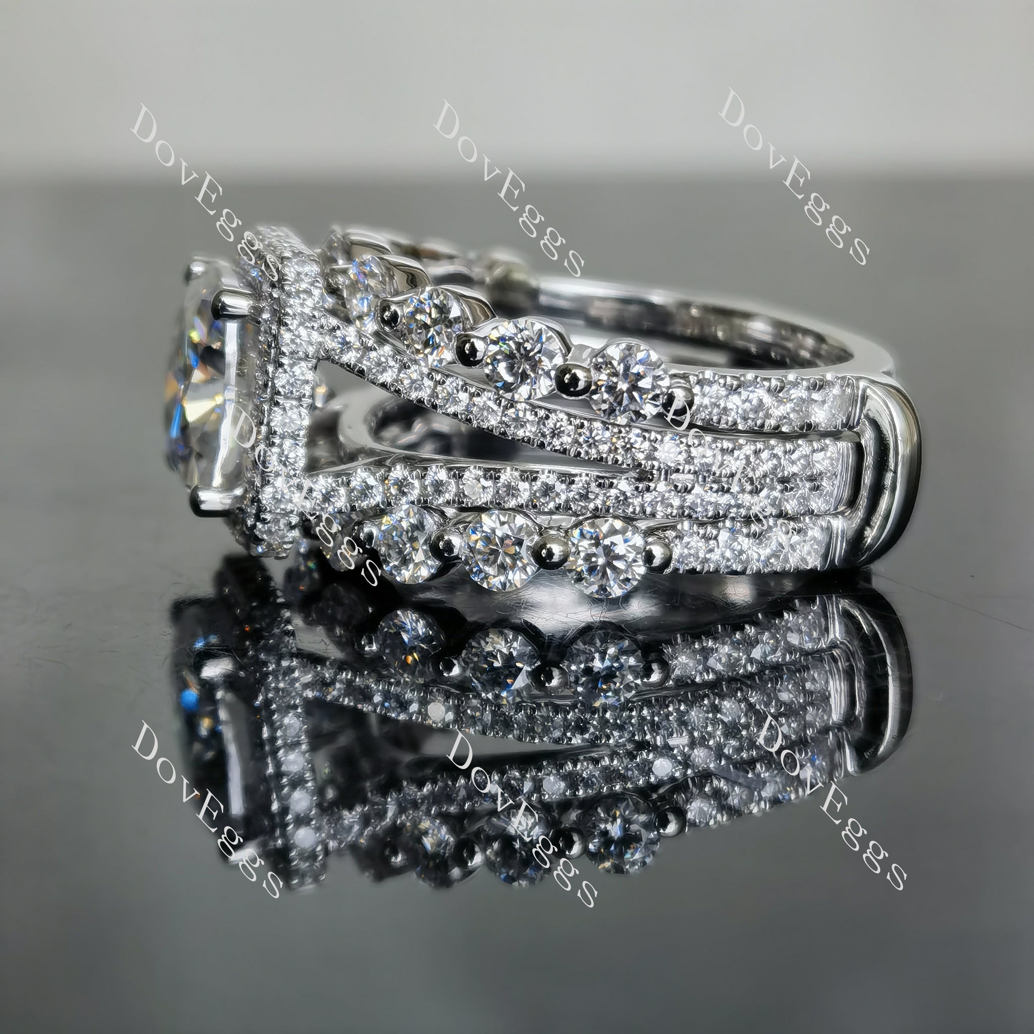 Doveggs round pave moissanite/lab grown diamond enhancer/wedding band(wedding band only)-7.6mm band width