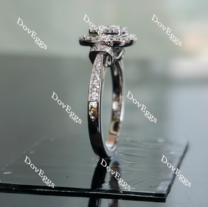 Doveggs round halo moissanite engagement ring for women