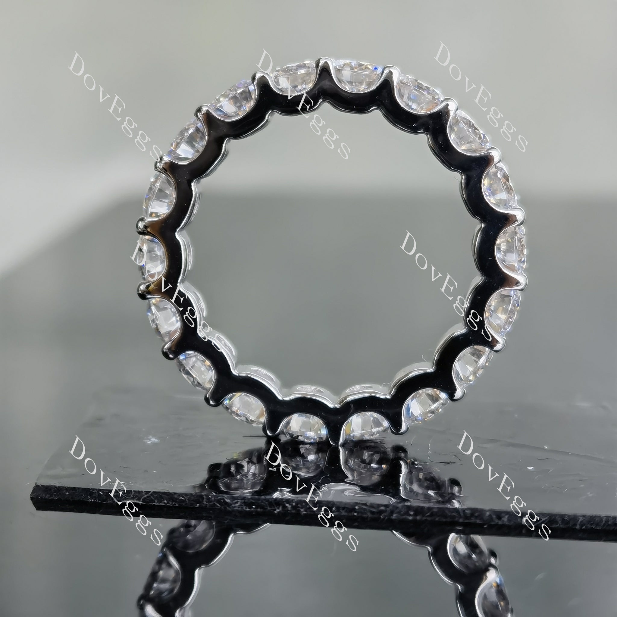 Doveggs round full eternity pave moissanite/lab grown diamond wedding band-4.0mm band width
