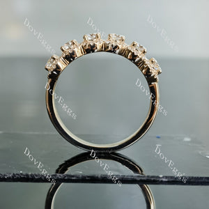 Doveggs round six stones halo pave moissanite/lab grown diamond wedding band-2.5mm band width