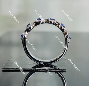 The Aurora round half eternity birthstone and moissanite wedding band-2.2mm band width