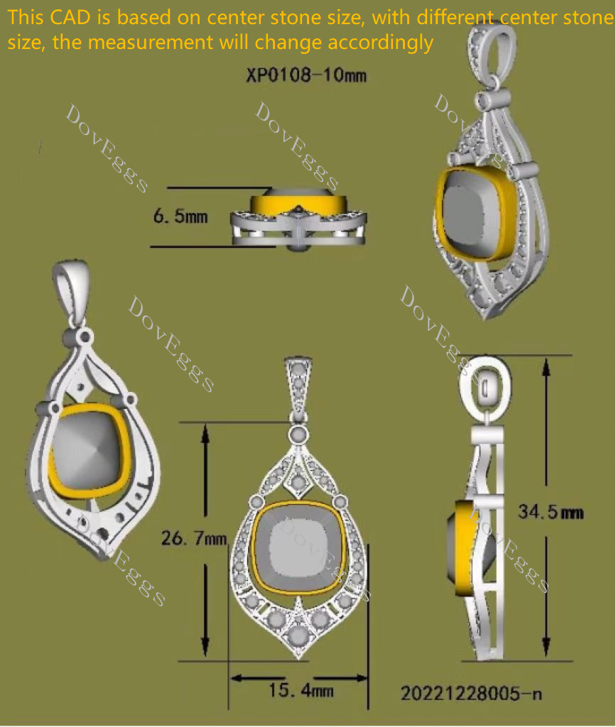 The Victoria cushion bezel moissanite pendant (pendant only)