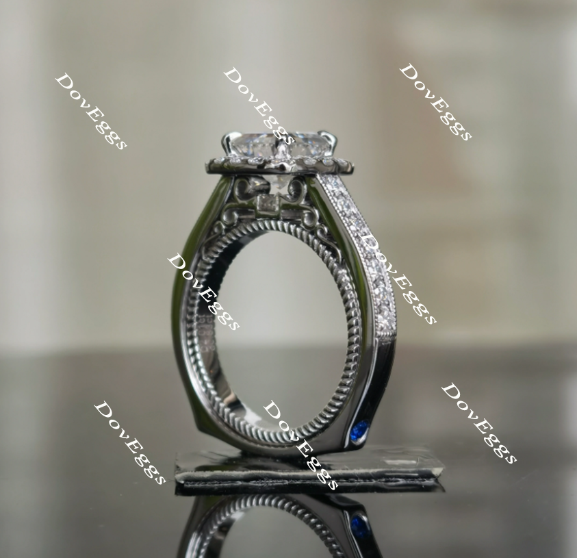 Doveggs halo asscher moissanite bridal set (2 rings)