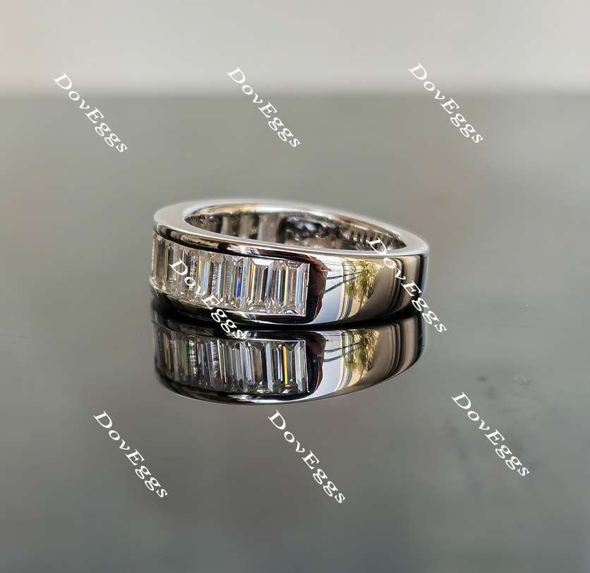 Doveggs half eternity channel set baguette moissanite/lab grown diamond wedding band-6mm band width