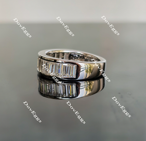 Doveggs half eternity channel set baguette moissanite/lab grown diamond wedding band-6mm band width