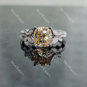 Doveggs cushion art deco colored moissanite engagement ring