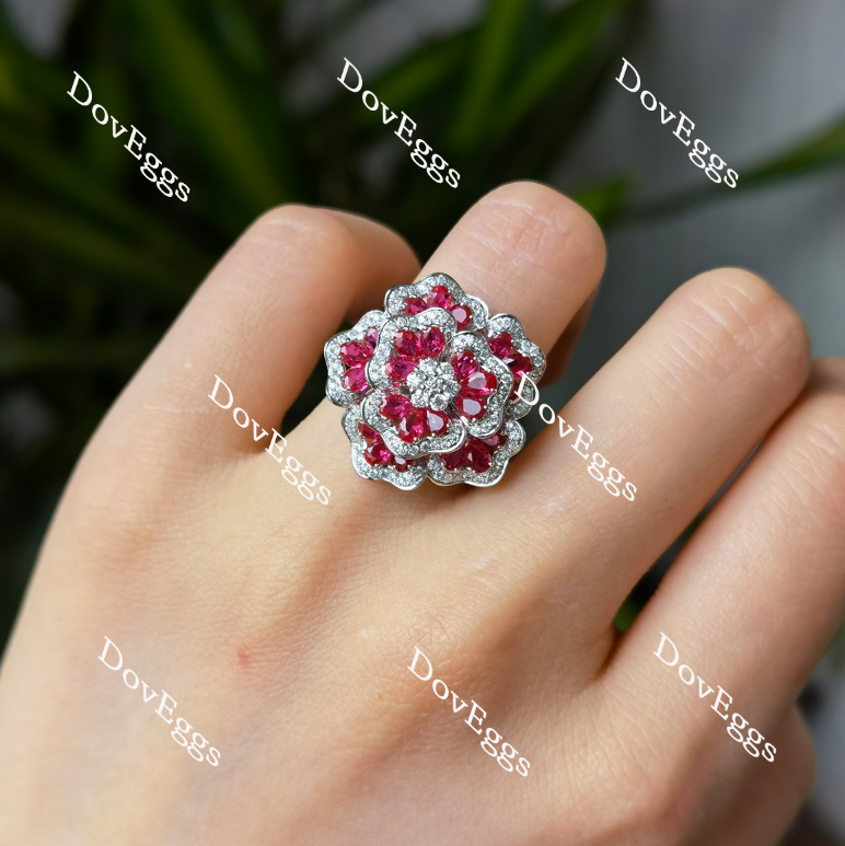 Doveggs floral moissanite and birthstone engagement ring