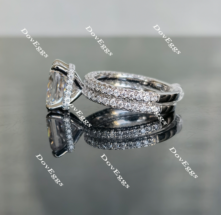 doveggs paved radiant moissanite bridal set (2 rings)