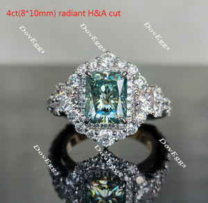 The Wendy Peacock blue halo colored moissanite/colored gem engagement ring