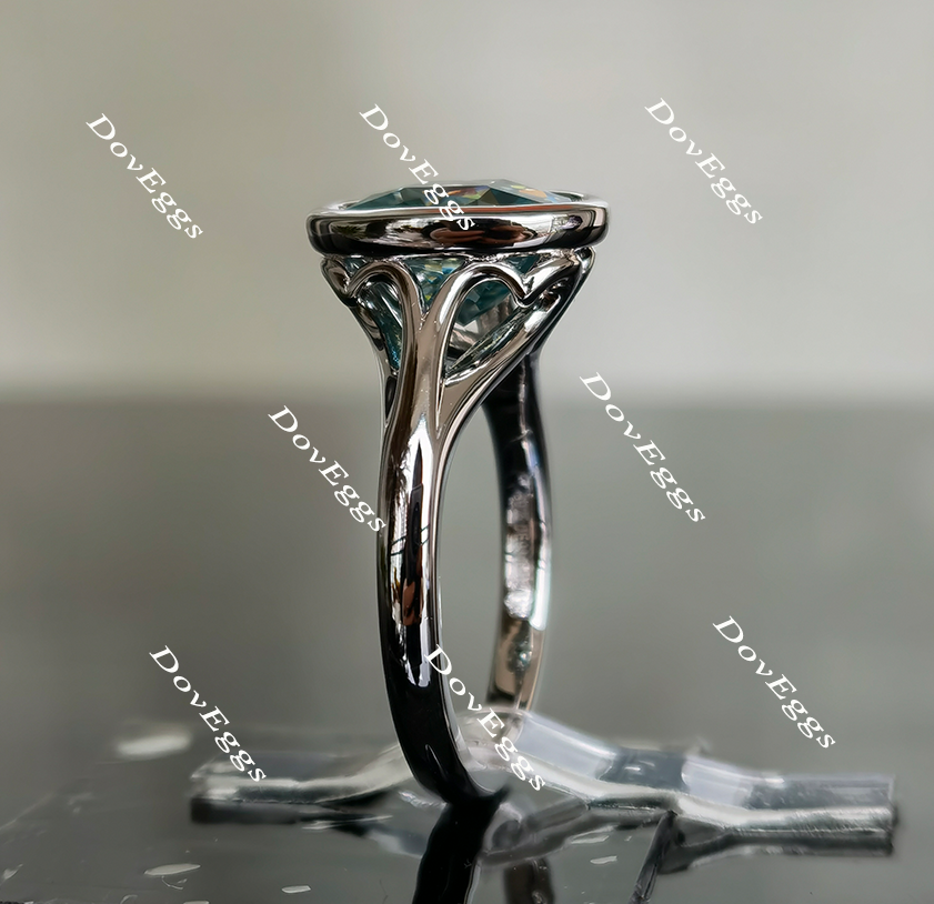 Doveggs Peacock blue solitaire moissanite engagement ring