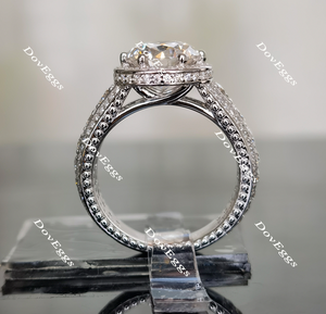 Doveggs round halo moissanite engagement ring