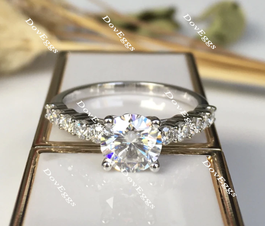 doveggs round side stone moissanite engagement ring