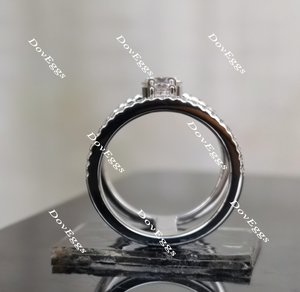 Doveggs round half eternity pave moissanite engagement ring/wedding band-17mm band width