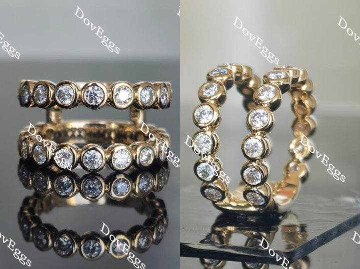 Doveggs round bezel setting moissanite/lab diamond enhancer/wedding band-9mm band width