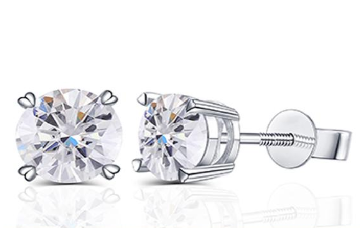 Doveggs solitaire round moissanite stud earrings for women