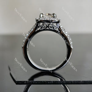 doveggs cushion halo moissanite bridal set (3 rings)
