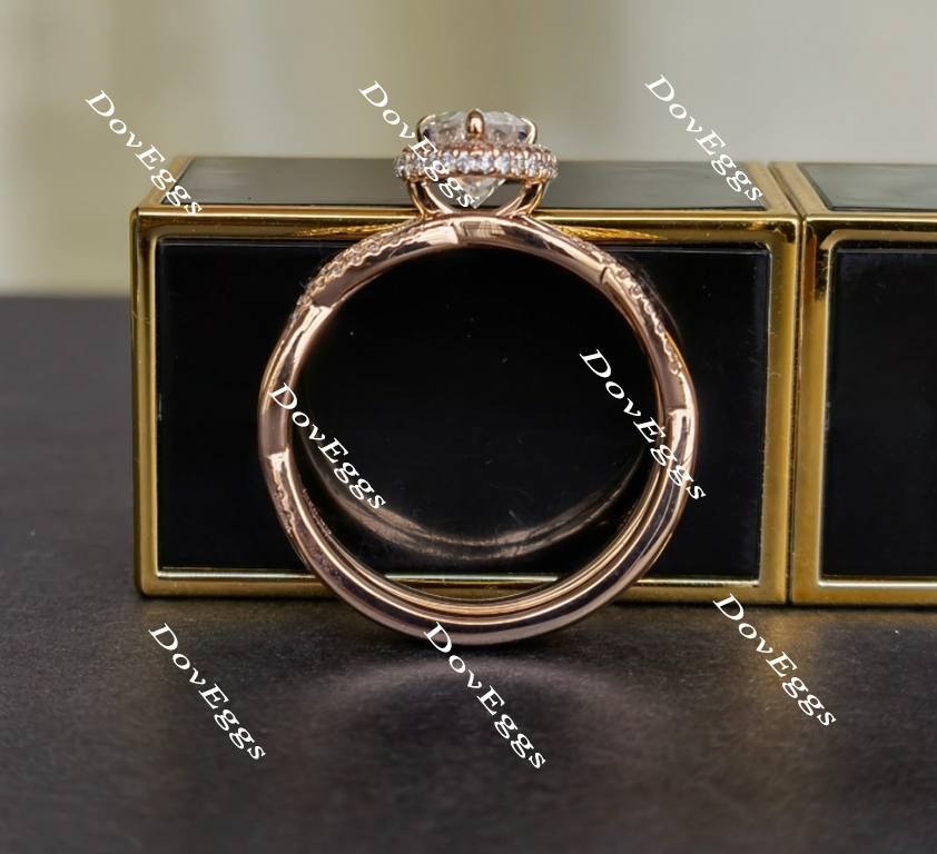 doveggs pear halo moissanite bridal set (2 rings)