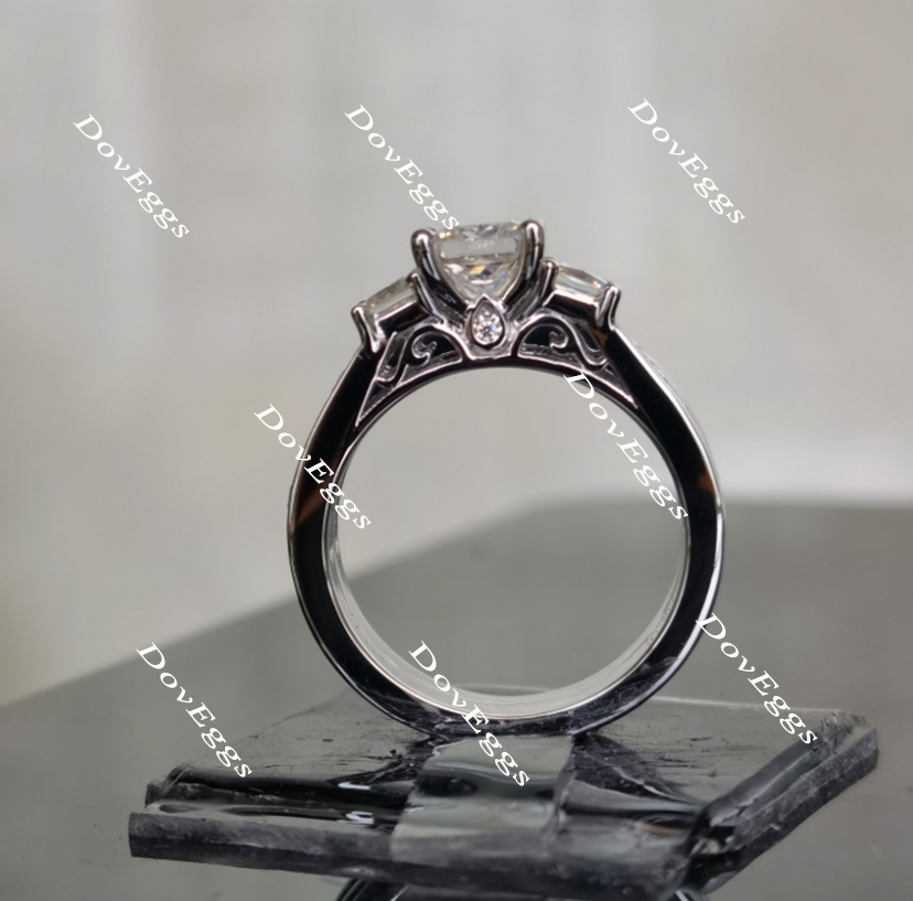 Doveggs princess half eternity channel set moissanite engagement ring