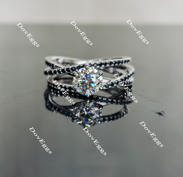 DovEggs pave split shank moissanite and birthstone engagement ring - DovEggs-Seattle