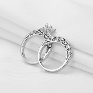 DovEggs sterling silver 1.5 carat art deco pear moissanite bridal set (2 rings)