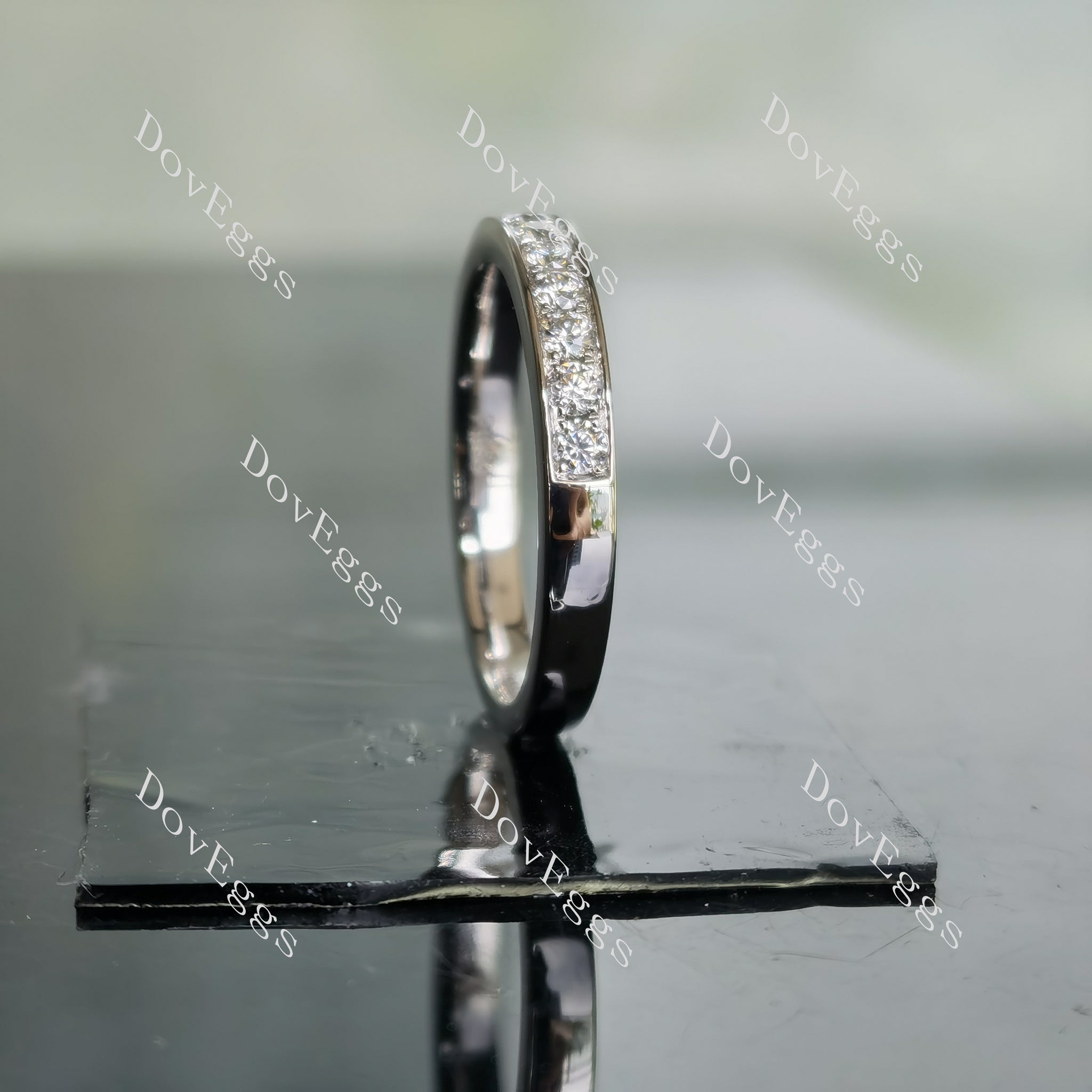 Doveggs half eternity channel set moissanite/lab grown diamond wedding band-2.5mm band width