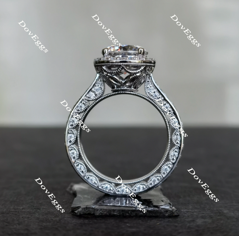 Doveggs round full eternity channel set halo moissanite engagement ring