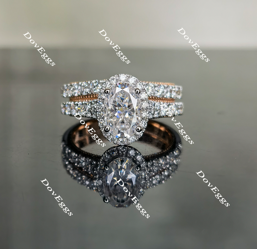 halo moissanite bridal set