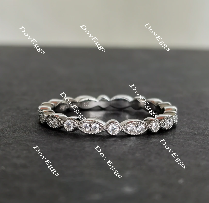 Doveggs round full eternity moissanite/lab grown diamond wedding band-2.4mm band width