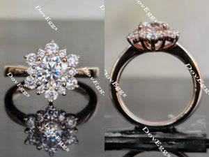 Doveggs flower shape round moissanite engagement ring