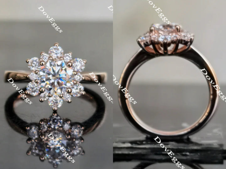 Doveggs flower shape round moissanite engagement ring - DovEggs-Seattle
