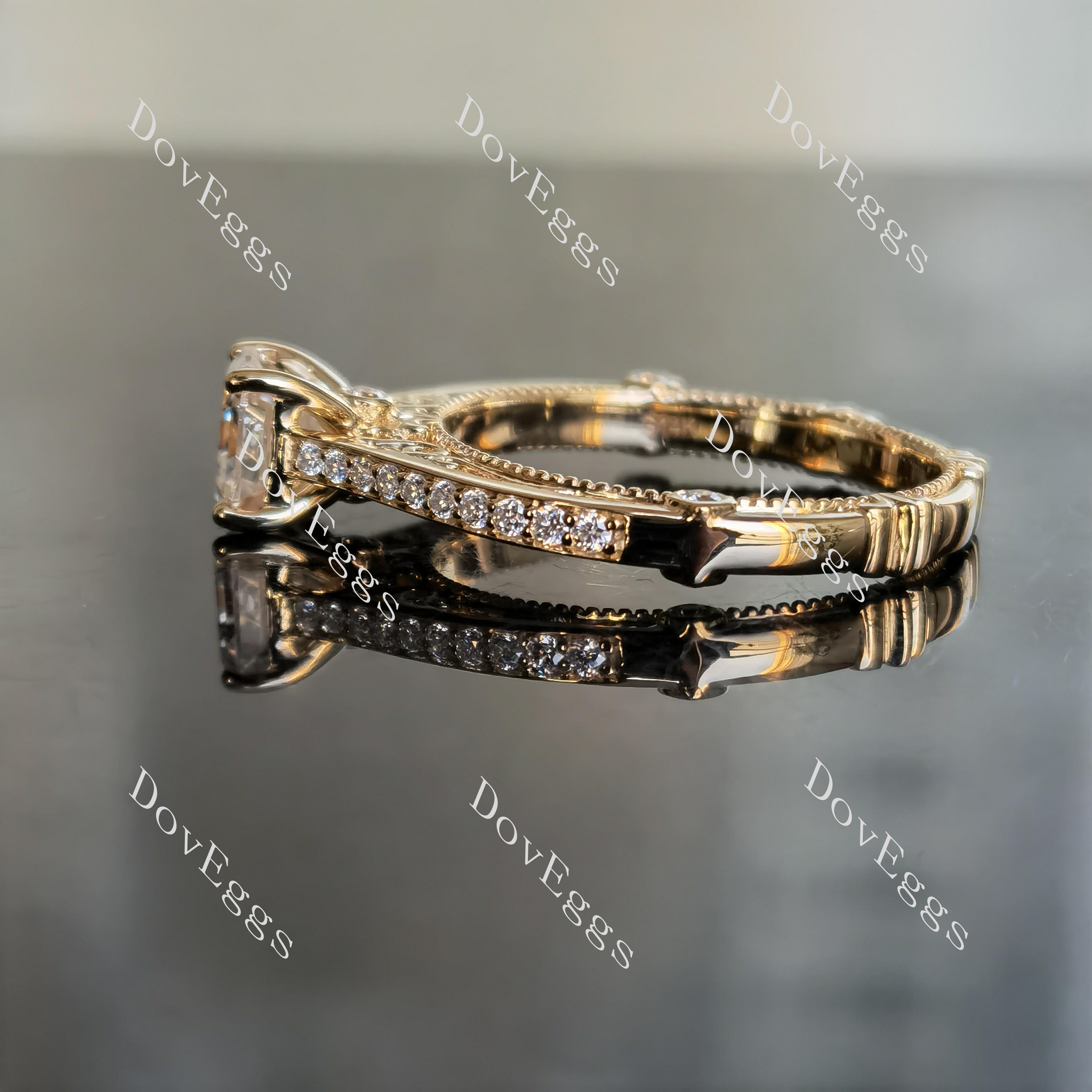 yellow gold asscher moissanite ring
