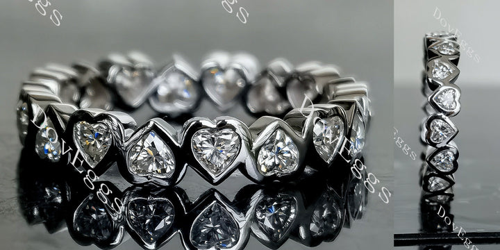 Doveggs heart eternity bezel moissanite/lab grown diamond wedding band-4.2mm band width - DovEggs-Seattle