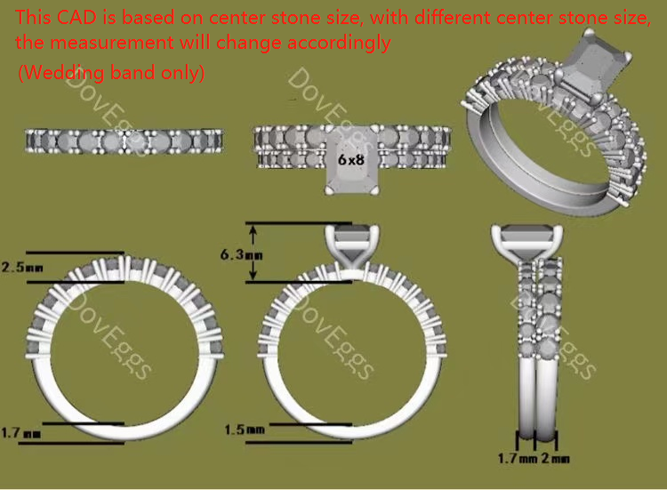 Doveggs round half eternity pave moissanite/lab grown diamond wedding band (wedding band only)-2.0mm band width