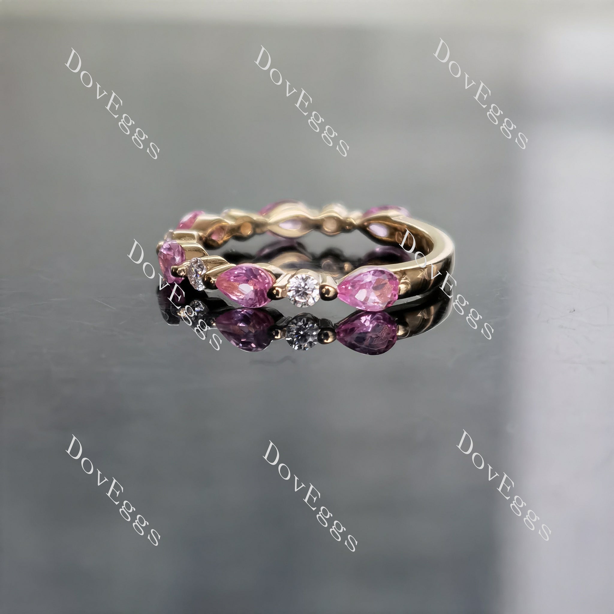 Doveggs half eternity stacking infinity colored gem & moissanite wedding band-1.7mm band width