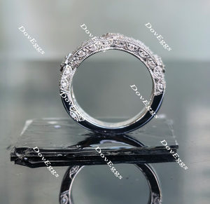Doveggs round half eternity pave moissanite/lab grown diamond wedding band-3.5mm band width