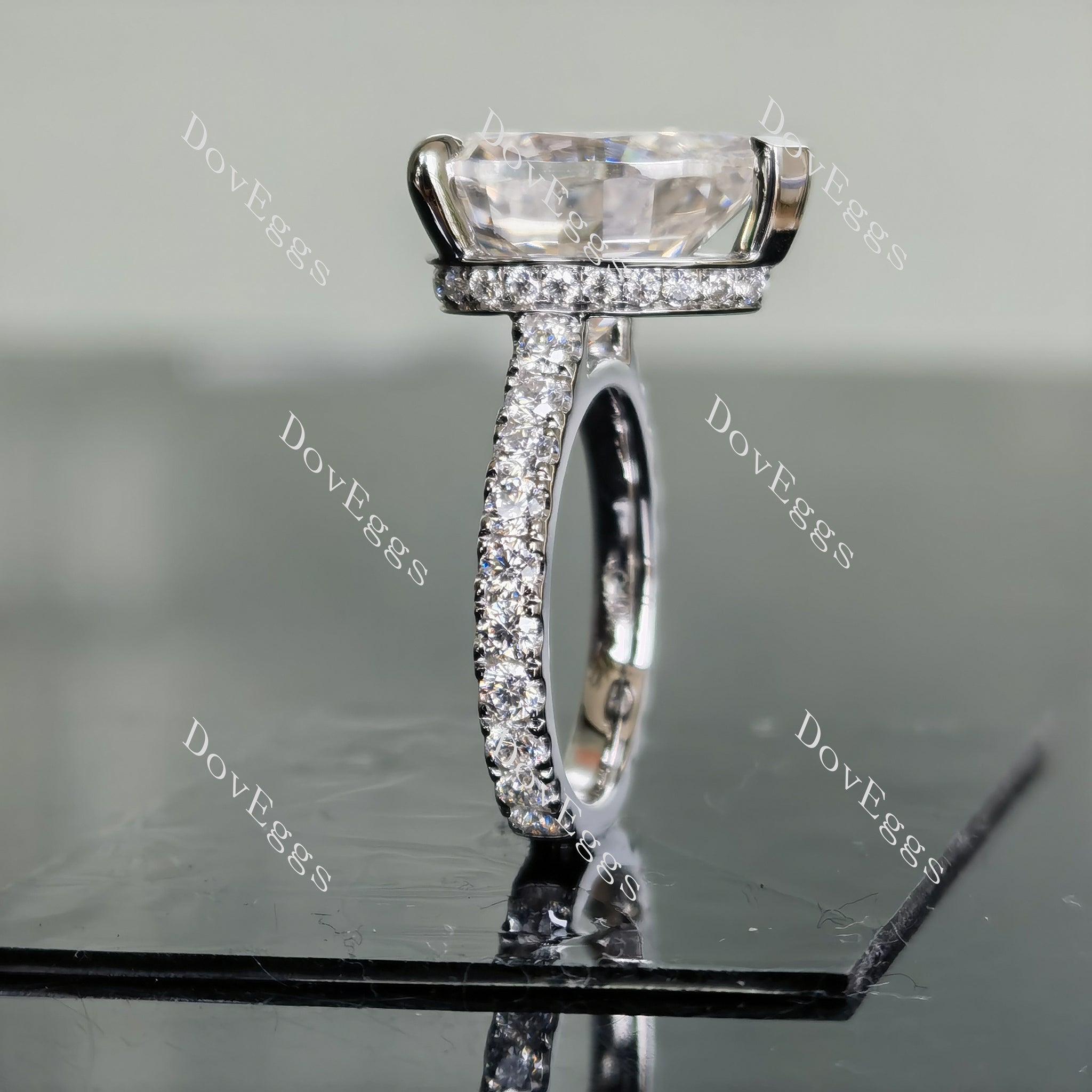 DovEggs paved pear moissanite ring/lab diamond ring