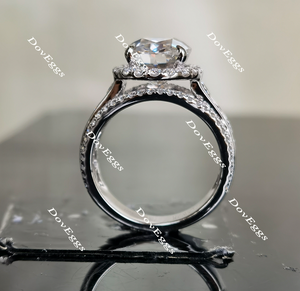 The KayleeRay oval channel set halo moissanite engagement ring