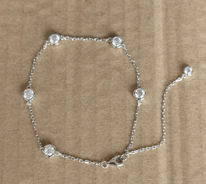 doveggs 14k white gold 1.25 carat bezel setting moissanite/lab grown diamond bracelet(18cm+5cm)