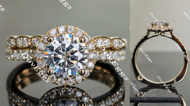 Doveggs halo round moissanite engagement ring only - DovEggs-Seattle