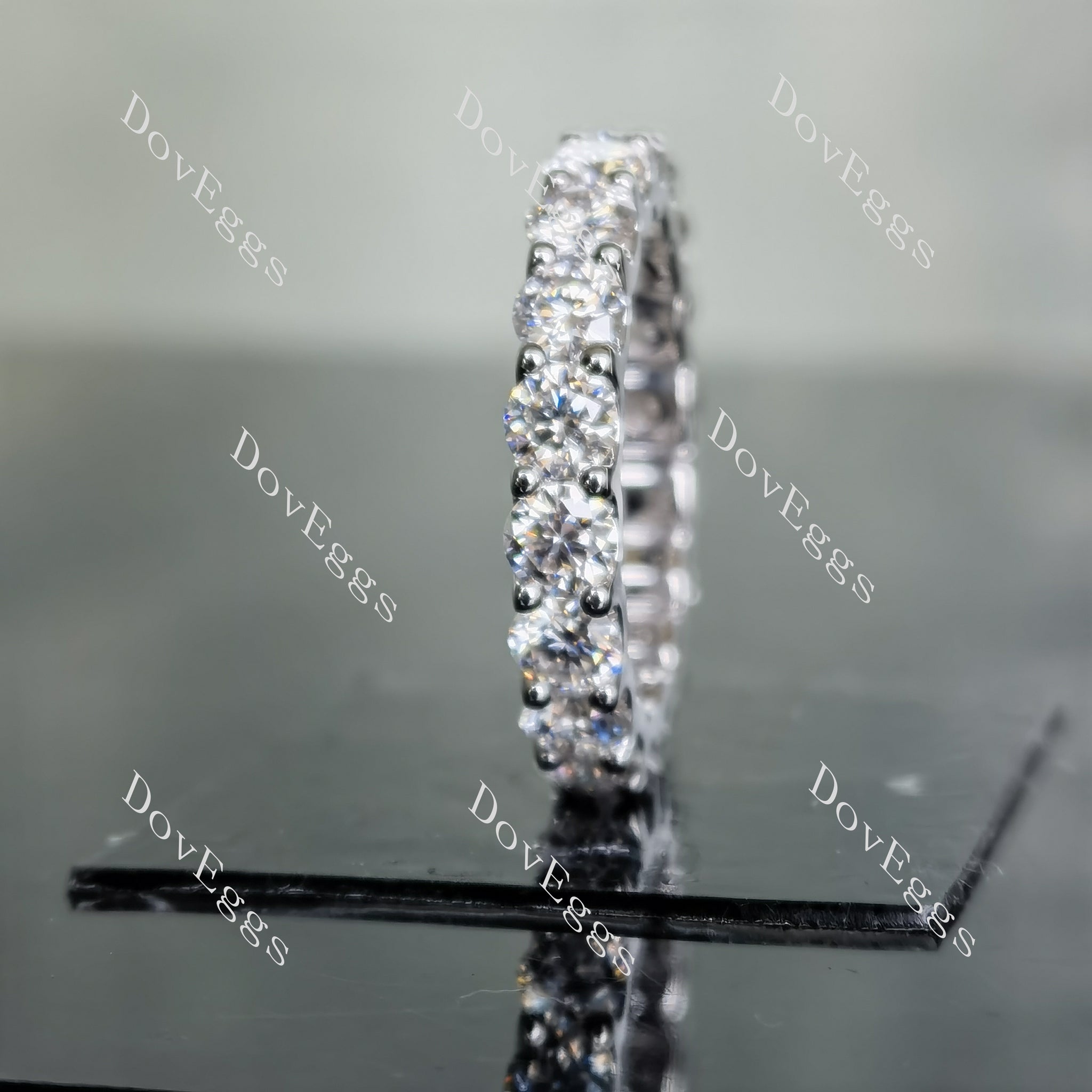 Doveggs round full eternity pave moissanite/lab grown diamond wedding band-4.0mm band width
