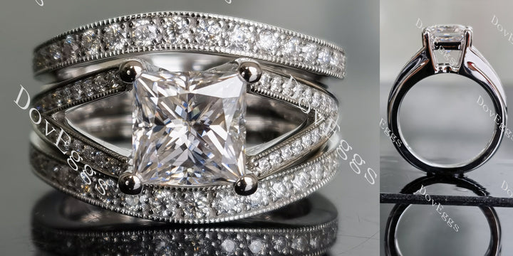 half eternity pave moissanite engagement ring